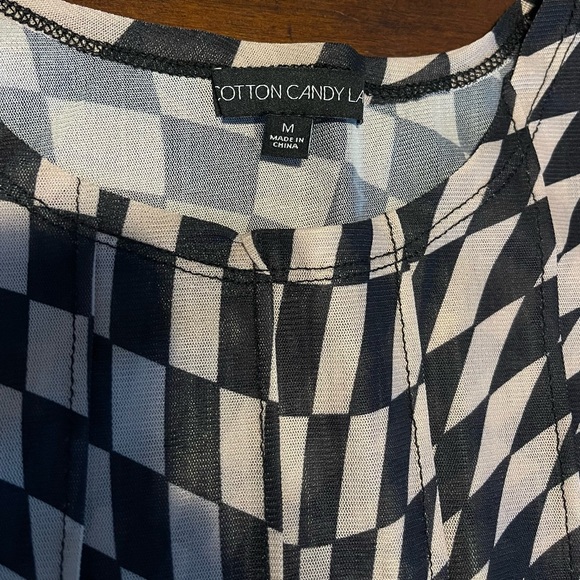 Cotton Candy LA Black and Tan Checkered Women's Top - Picture 2 of 3